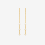 1 Long Gold Tone Threader Pearl Drop Earrings,Three Round Pearl Linear Chain Dainty Dangling Earrings for Women Elegant Daily Jewelry