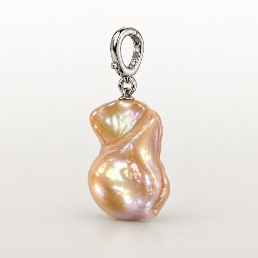 Colorful Baroque Pearl Pendant Charm,Silver Tone Lobster Clasp Irregular Large Pearl Pendant for Women Necklace Jewelry