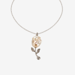Baroque Pearl Rose Pendant for Women,Silver Tone Tulip Flower Shaped Irregular Baroque Pearl Necklace Pendant,Unique Jewelry Gift