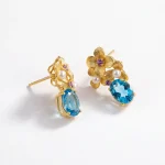 Topaz flower drop earrings