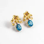 Topaz flower drop earrings