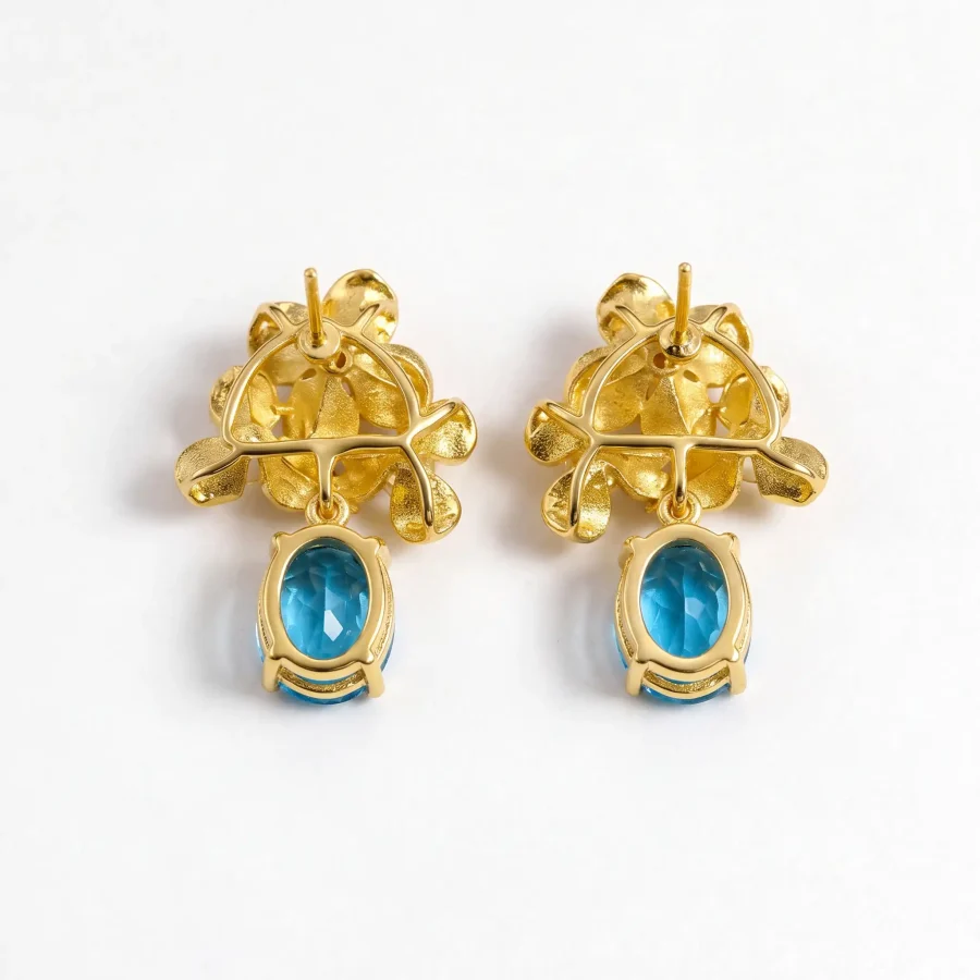 Topaz flower drop earrings