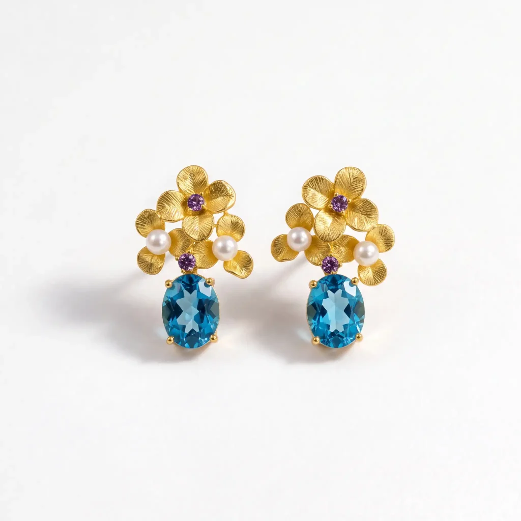 Topaz flower drop earrings