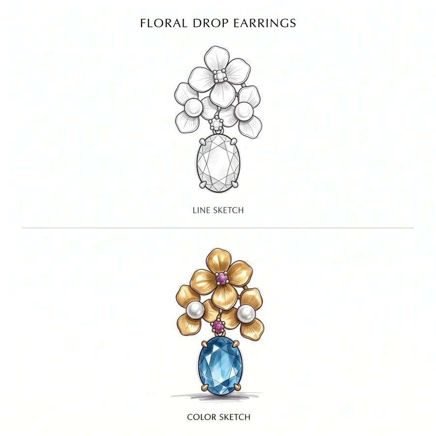Topaz flower drop earrings