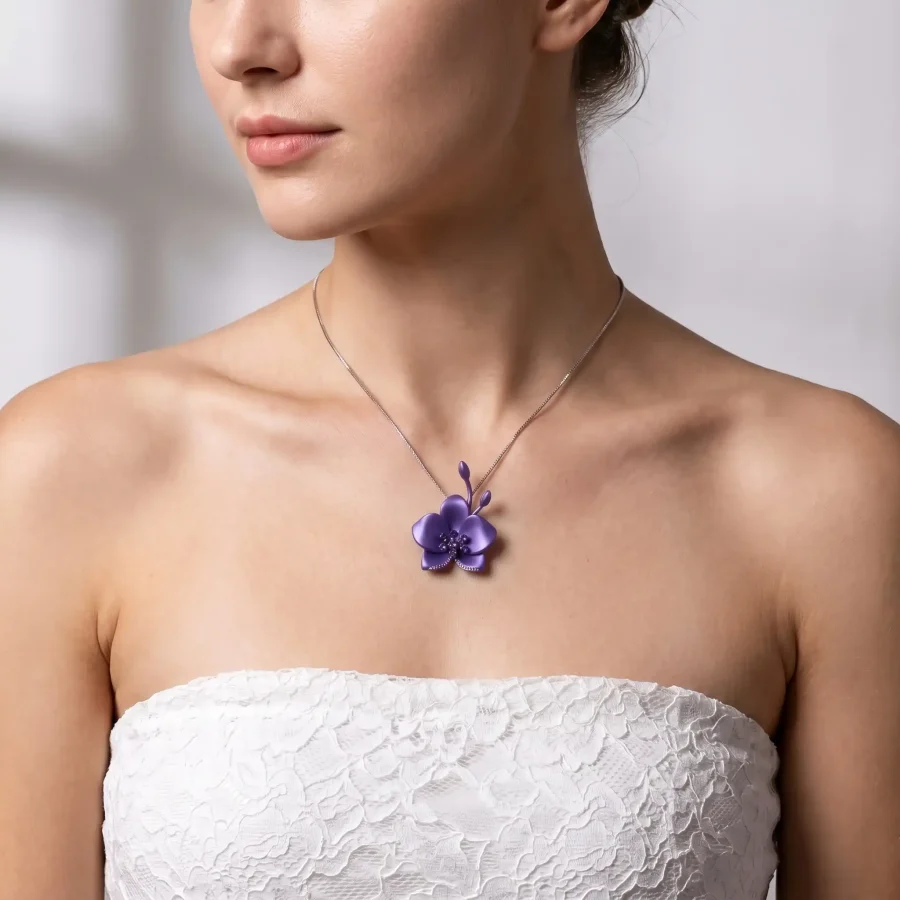 Titanium Two-Tone Flower Pendant