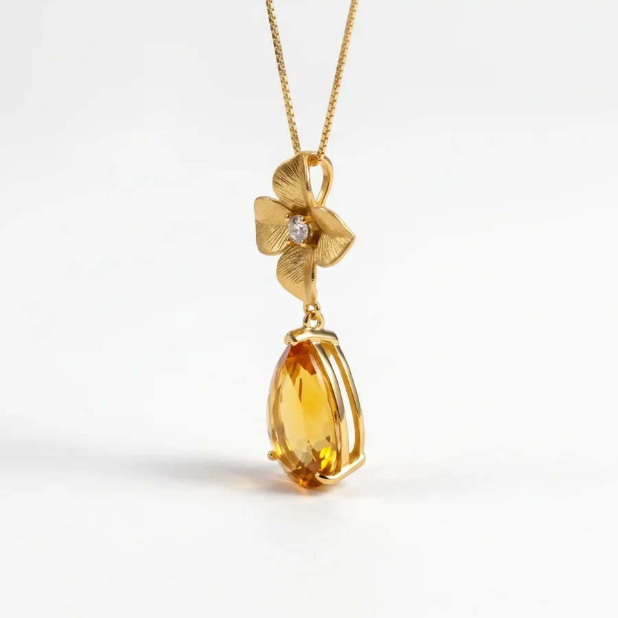 Citrine flower pendant