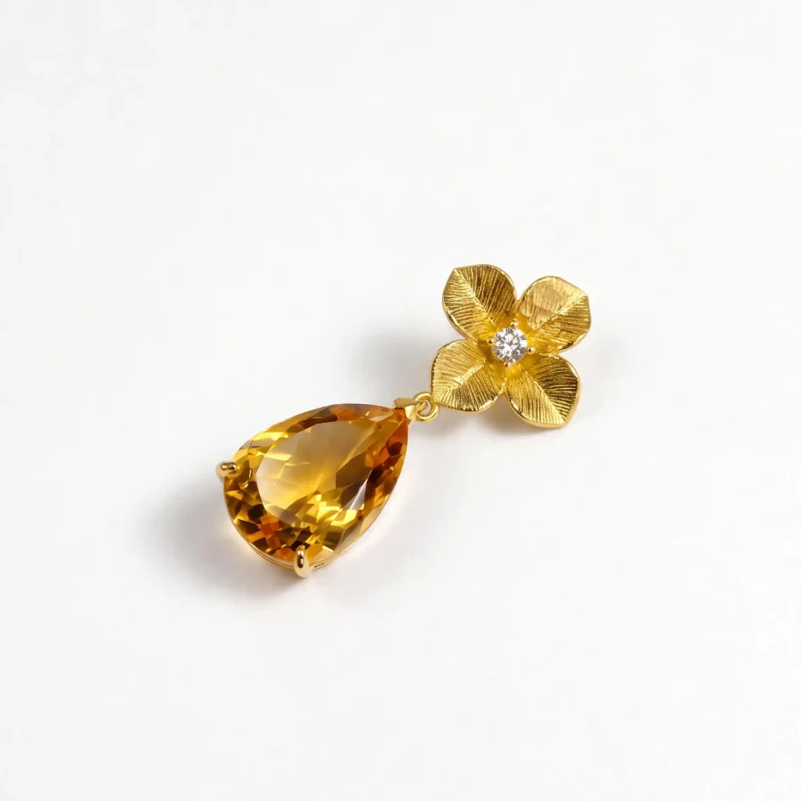 Citrine flower pendant