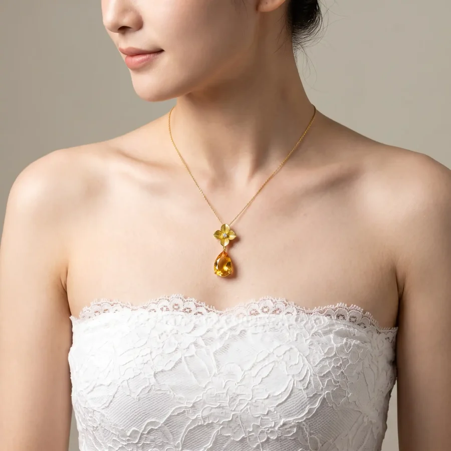 Citrine flower pendant