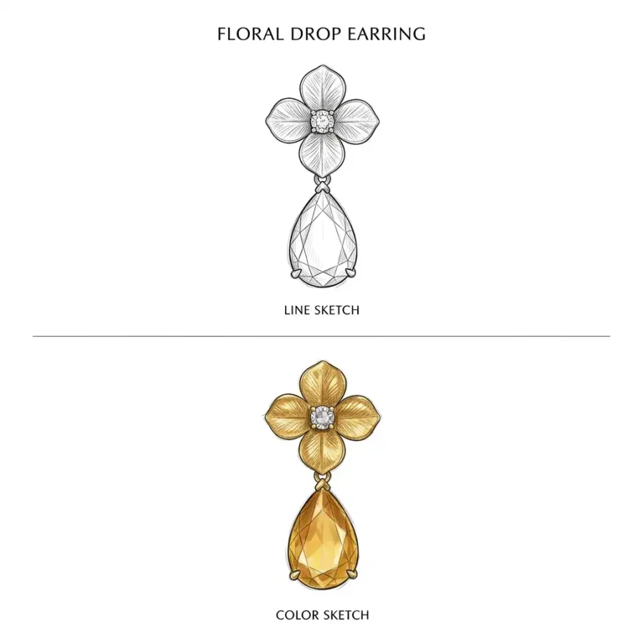 Citrine flower pendant
