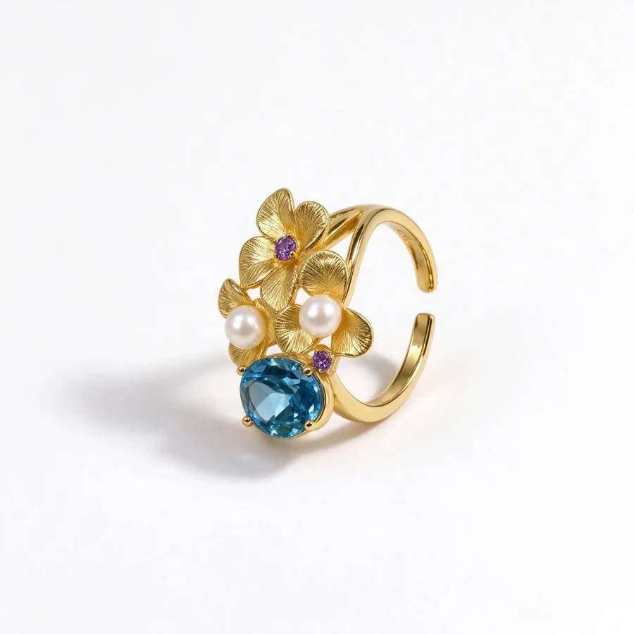 Topaz flower ring