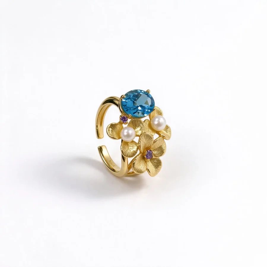 Topaz flower ring