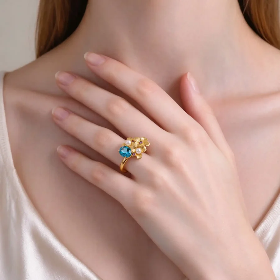 Topaz flower ring