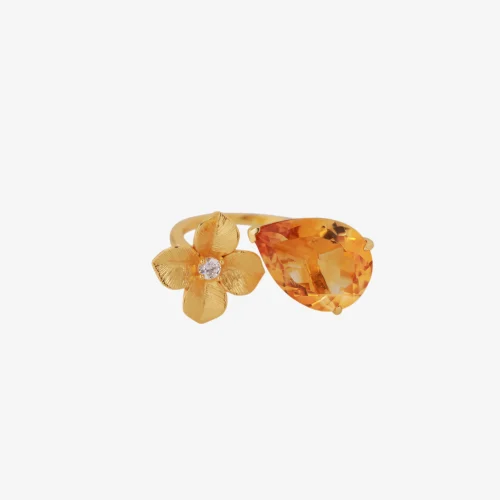 Citrine Pear Flower Ring