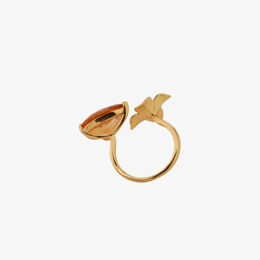 HSJ001 C Citrine Pear Flower Ring