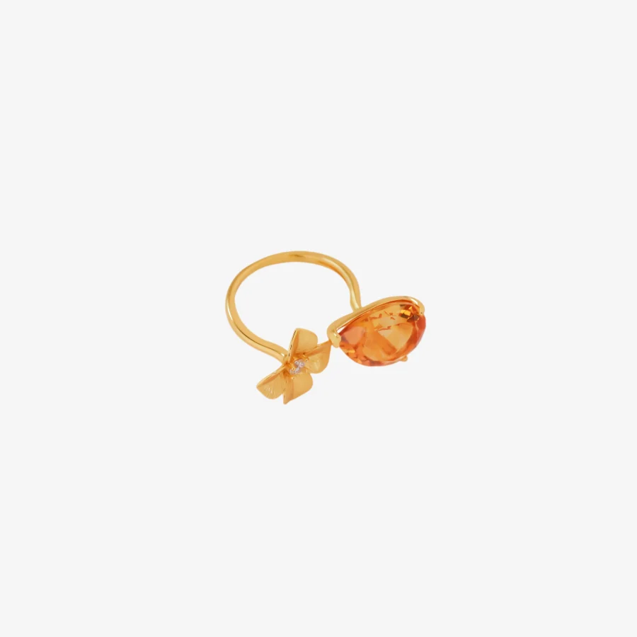 HSJ001B Citrine Pear Flower Ring