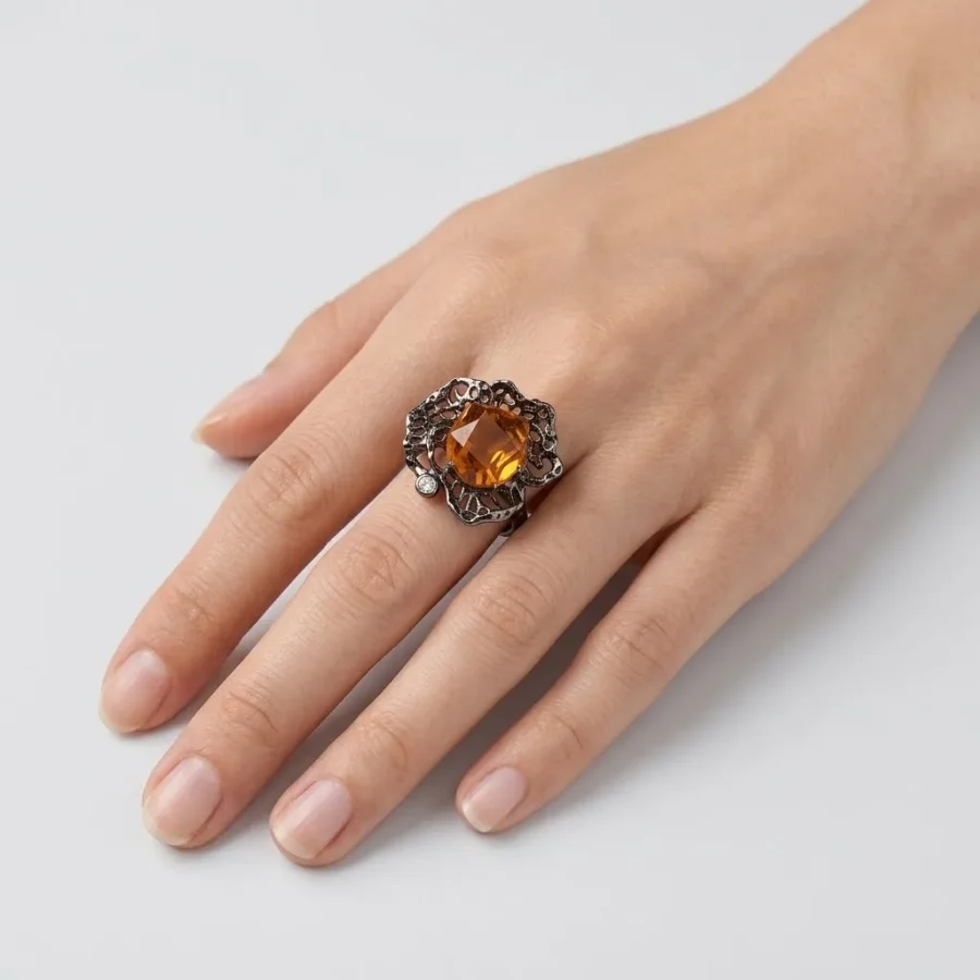 Openwork Citrine Ring