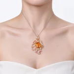 Diamond Citrine Flower Pendant
