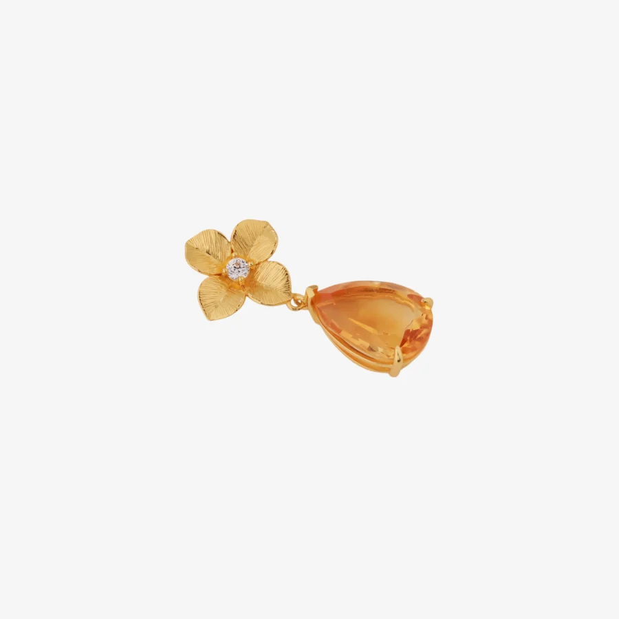 Pear Citrine Flower Pendant