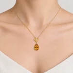 Pear Citrine Flower Pendant