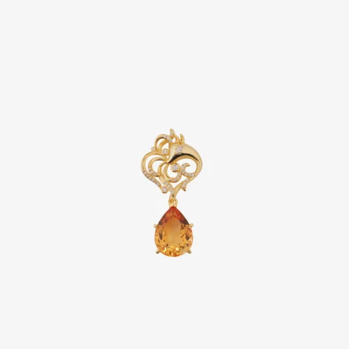 Citrine Heart Moon Pendant