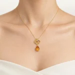Citrine Heart Moon Pendant