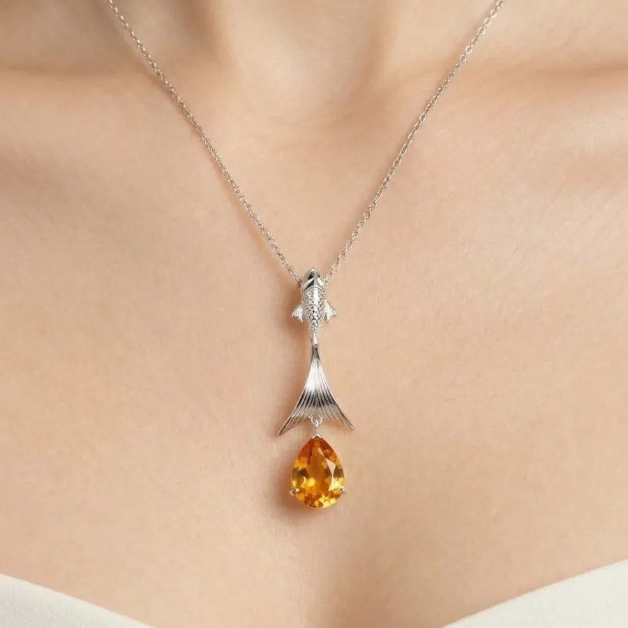 Citrine Koi Fish Pendant