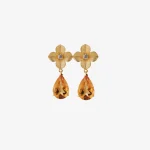 Pear Citrine Flower Earrings