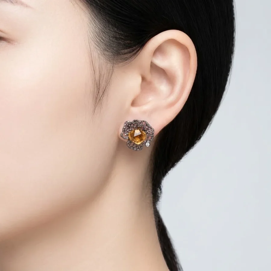 Openwork Citrine Earrings