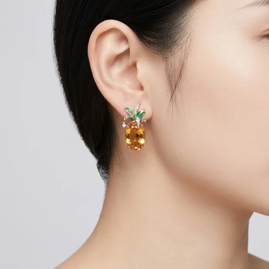 Citrine Pineapple Earrings