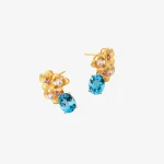 Topaz Pearl Floral Stud Earrings