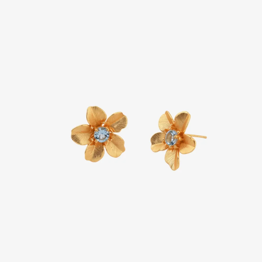 Blue Topaz Flower Earrings