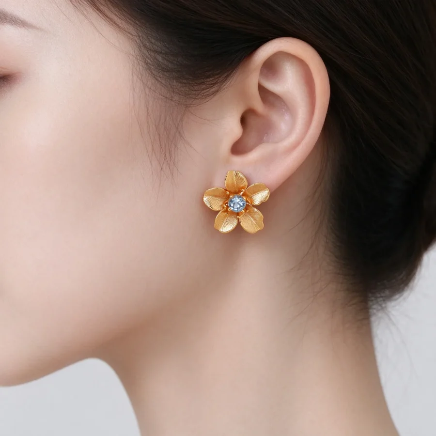 Blue Topaz Flower Earrings