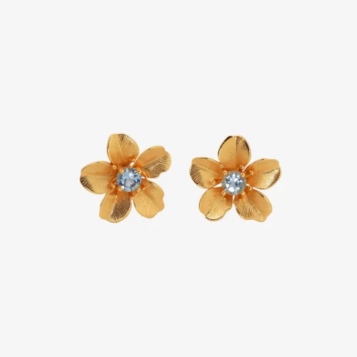 Blue Topaz Flower Earrings