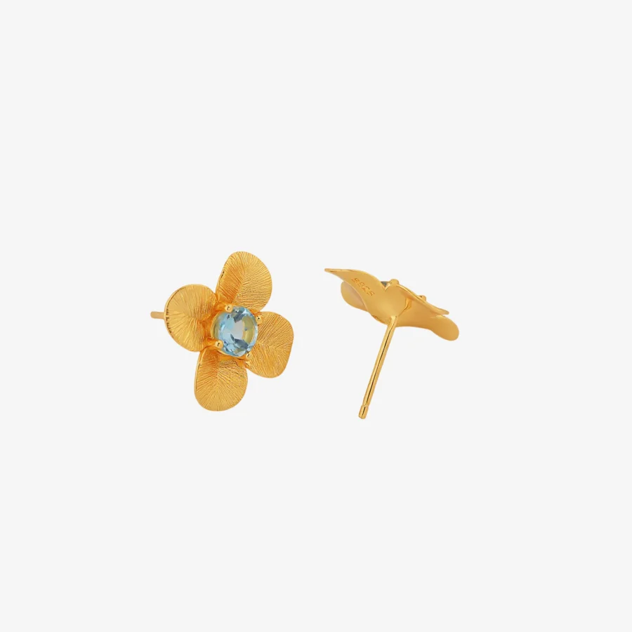 Topaz Round Flower Studs