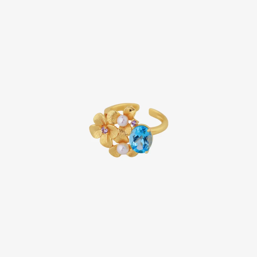 Topaz Pearl Flower Ring