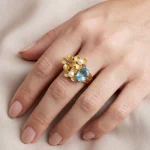 Topaz Pearl Flower Ring