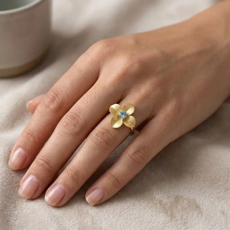 Pointed Petal Topaz Ring
