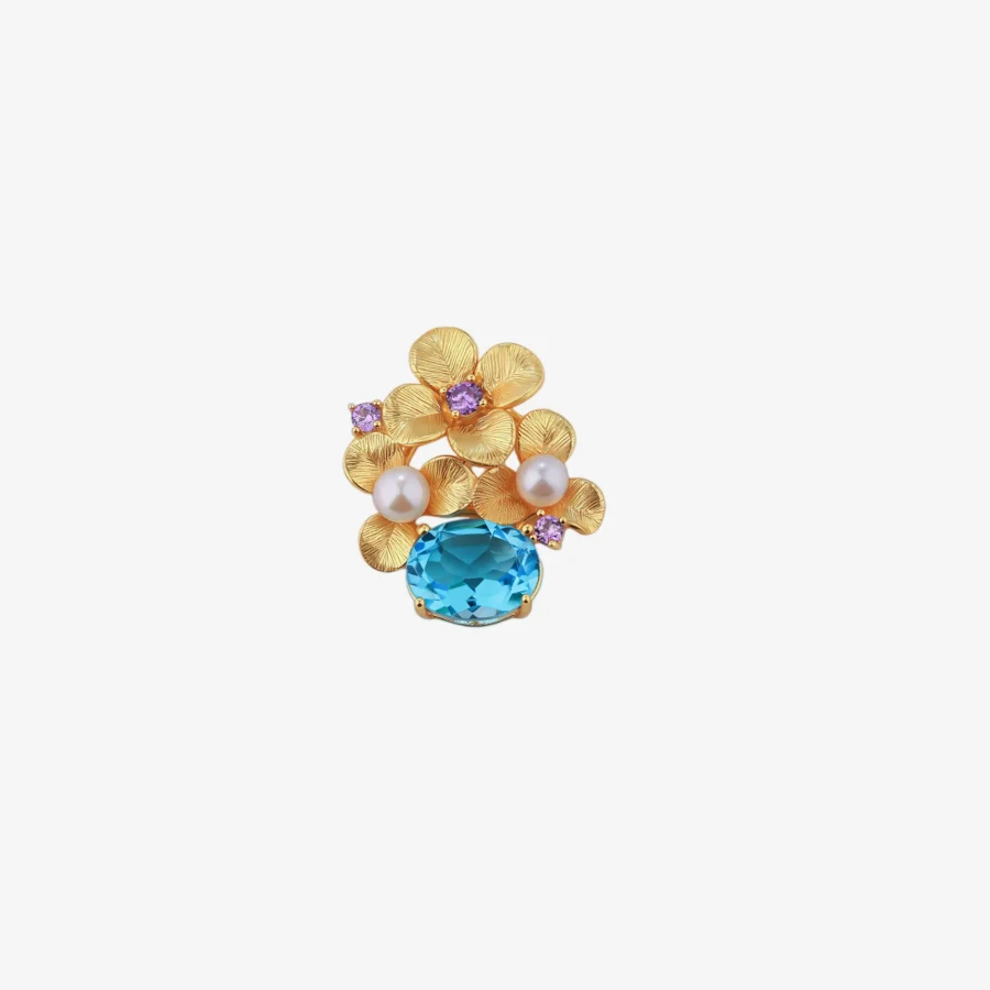 Topaz Pearl Flower Pendant