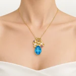 Topaz Three Flower Pearl Pendant