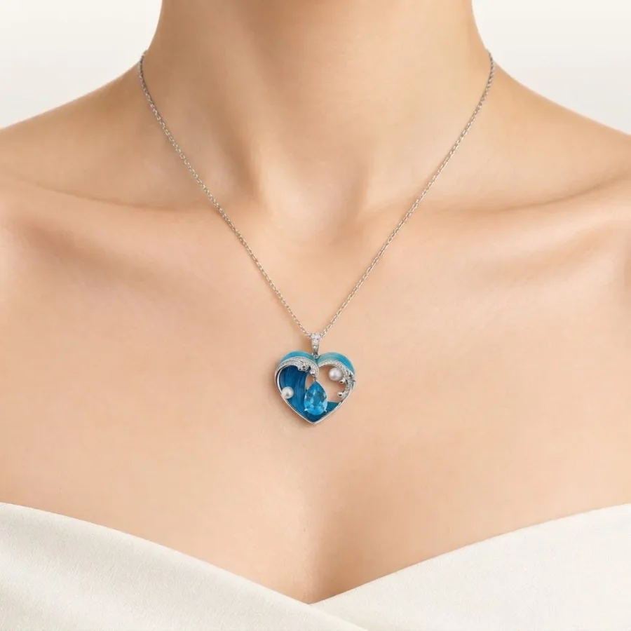 Ocean Heart Pearl Pendant