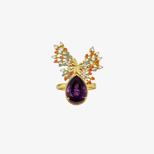 Sparkling Butterfly Amethyst Ring