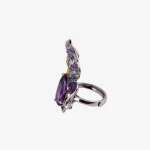 Pear Amethyst Floral Ring