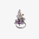 Pear Amethyst Floral Ring
