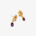 Amethyst Pearl Flower Earrings