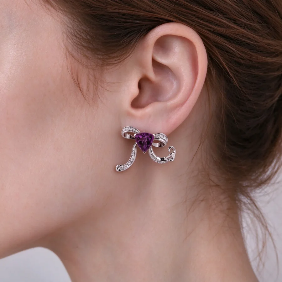 Bow Amethyst Earrings