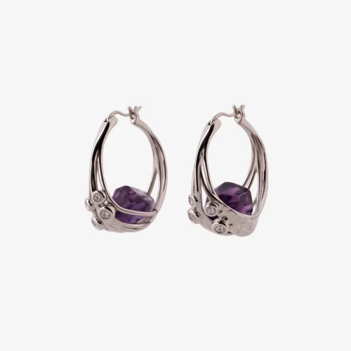 Amethyst Hoop Earrings
