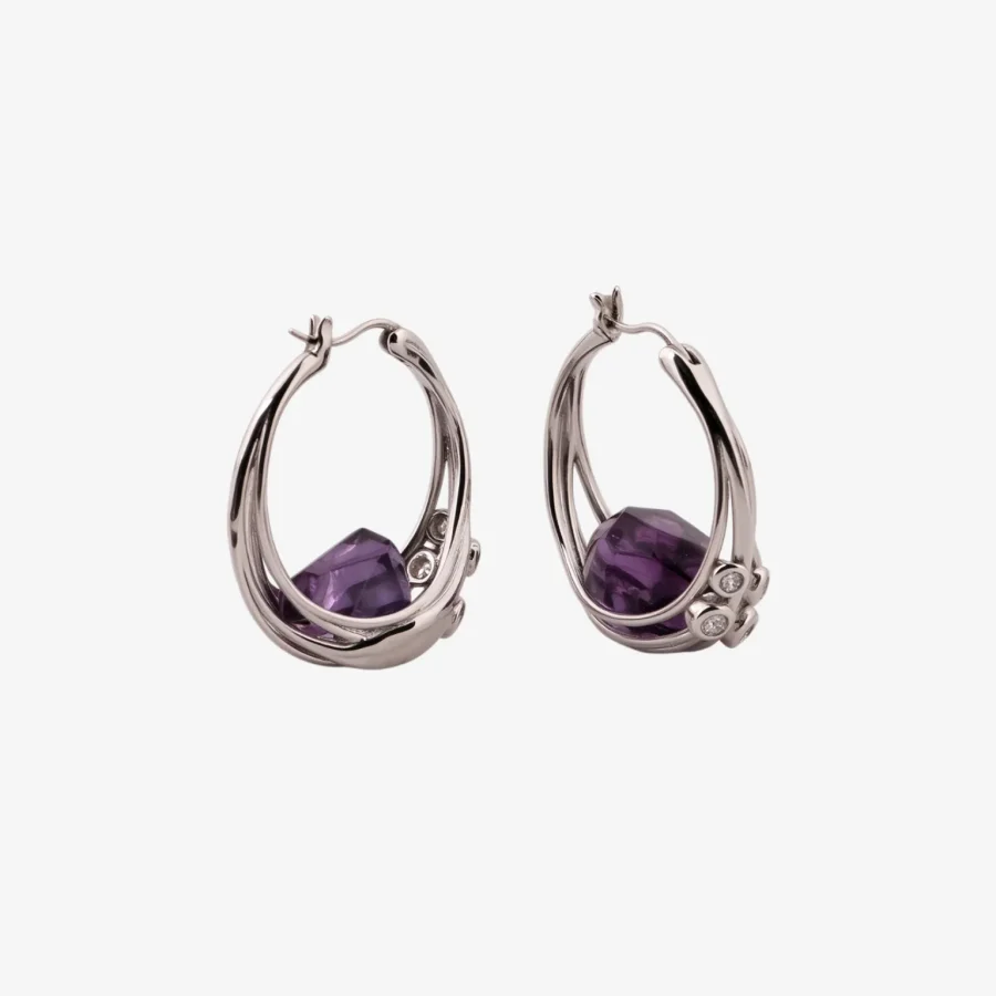 Amethyst Hoop Earrings