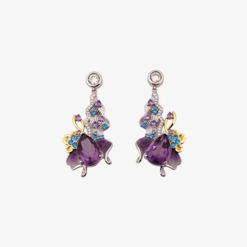 Multi Flower Amethyst Earrings