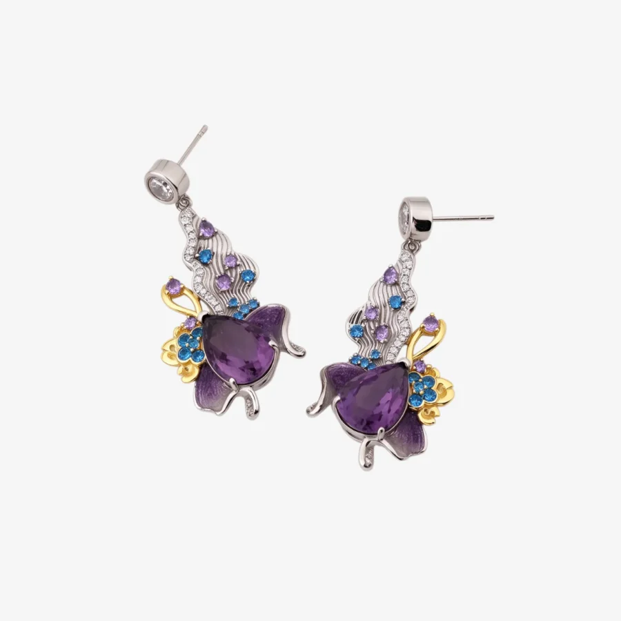 Multi Flower Amethyst Earrings