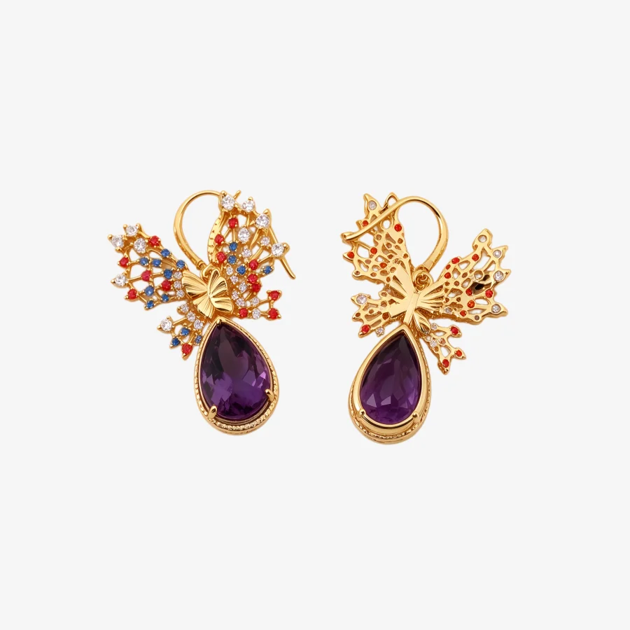 Sparkling Butterfly Amethyst Earrings